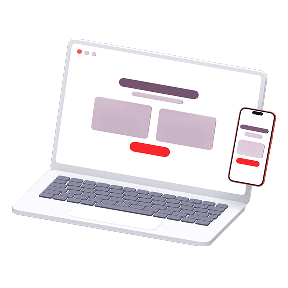 Все в онлайні.Не потрібно відвідувати банк, щоб відкрити депозит. Зображено ноутбук та мобільний телефон, на дисплеї яких відображено відкритий застосунок "ПУМБ Бізнес".