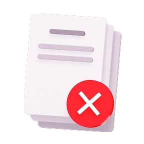 Символ відмови на фоні паперових документів.