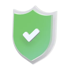 Переваги депозиту "Стандартний" від ПУМБ. Абсолютна безпека операції. Безпечно зберігайте свої кошти з можливістю обирати зручний строк. Зображено щит зеленого кольору з символом чекмарк("галочка").